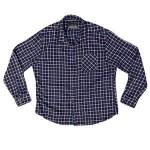 Jachs Men’s Plaid Recycled Flannel Shirt Long Sleeve Button Up Size XL Blue Red